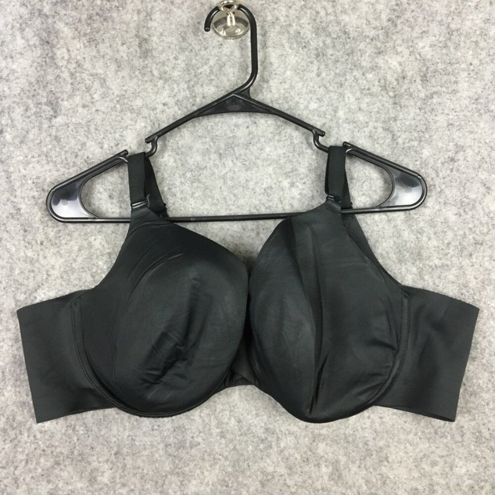 Cacique Bra 46C Invisible Backsmoother Lightly Lined Full Coverage Black Solid